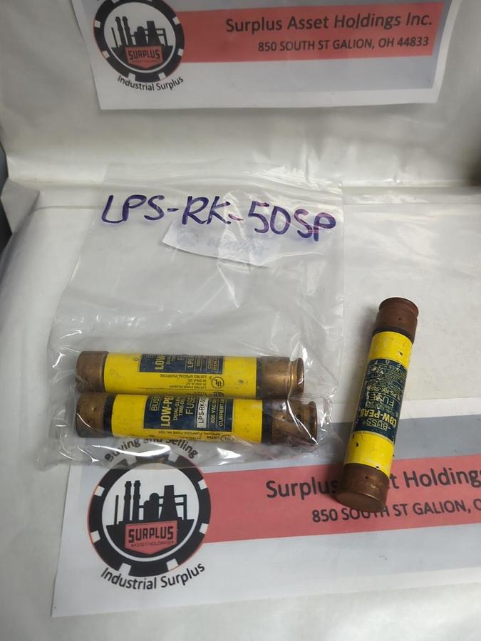 Used COOPER BUSSMANN,LPS-RK-50SP,LOW-PEAK FUSE 50 AMP LOT OF 3 PRE-OWNED