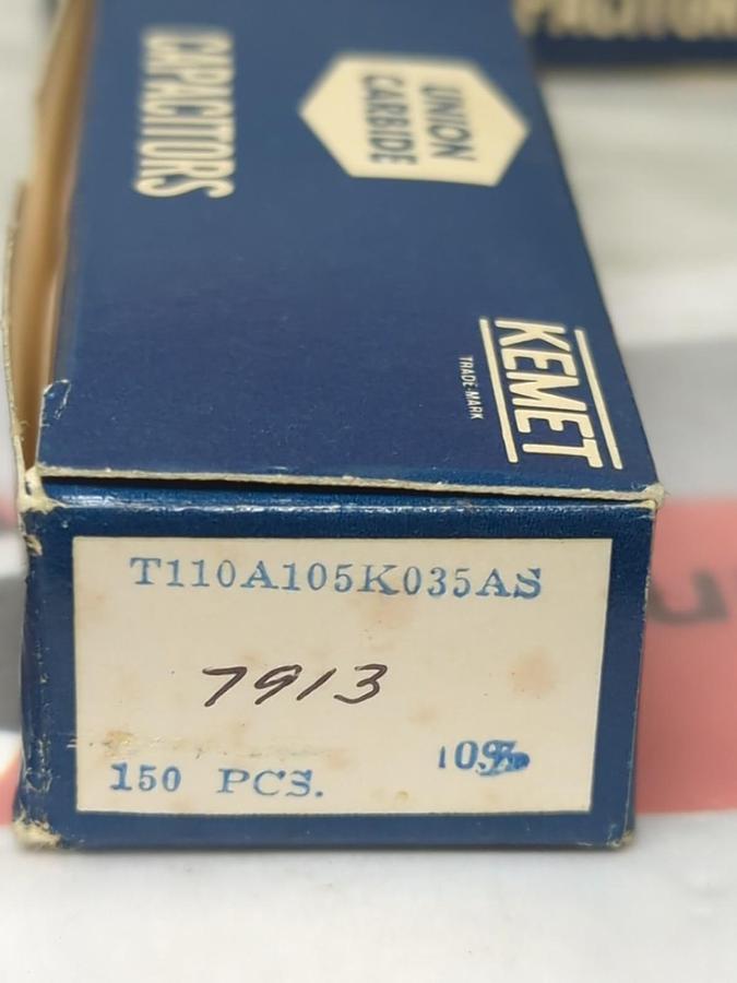 KEMET,T110A105K035AS,CAPACITORS 10% LOT OF 8 BOXES OF 150 TOTAL 1200 PCS NOS