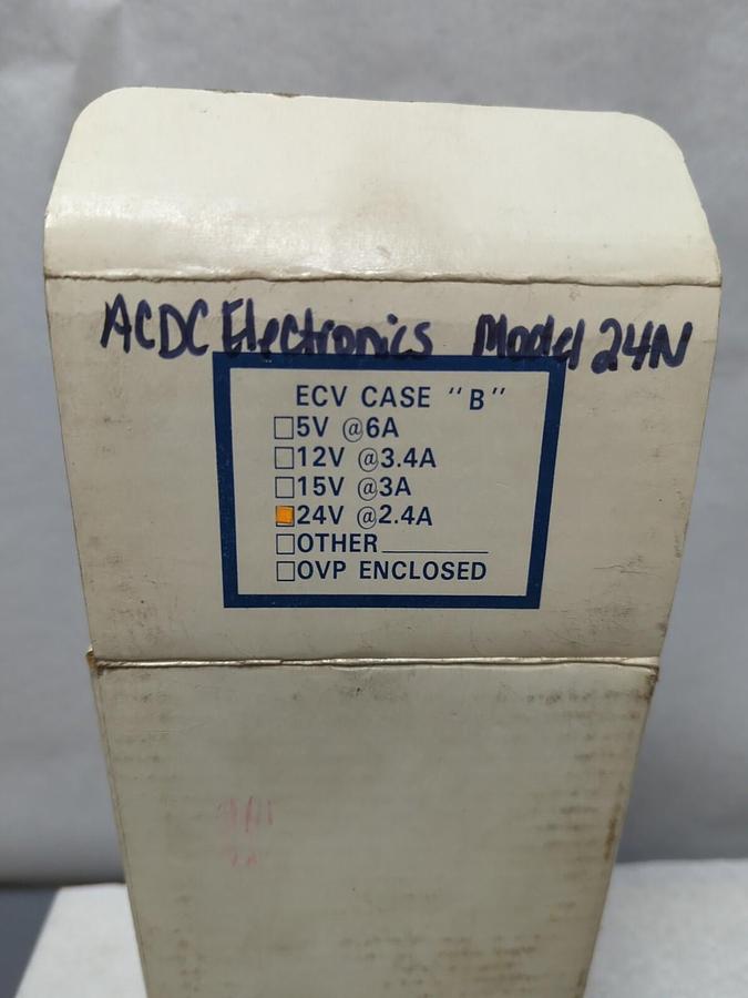 ACDC ELECTRONICS,MODEL 24N,POWER SUPPLY 2.4 AMP 24V NOS