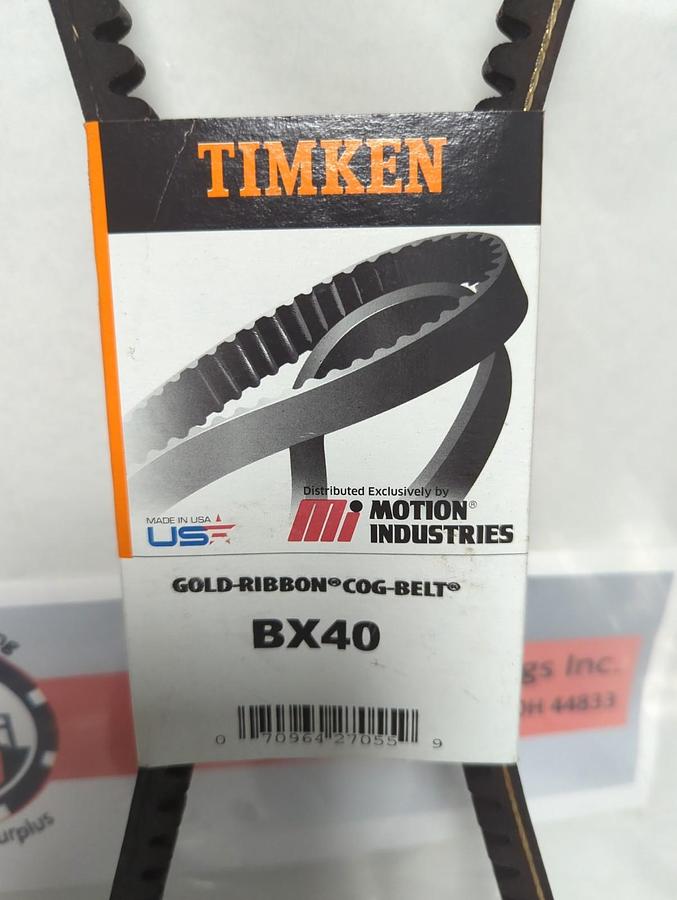 TIMKEN,BX40,GOLD RIBBON COG BELT NOS