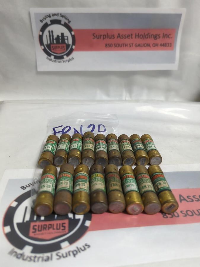 Used COOPER BUSSMANN,FRN20,FUSETRON 20 AMP FUSE LOT OF 17 PRE-OWNED