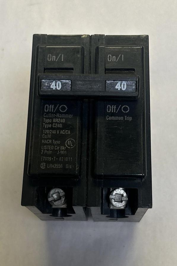 Used CUTLER-HAMMER,BR240,CIRCUIT BREAKER 40A 120/240V 2P