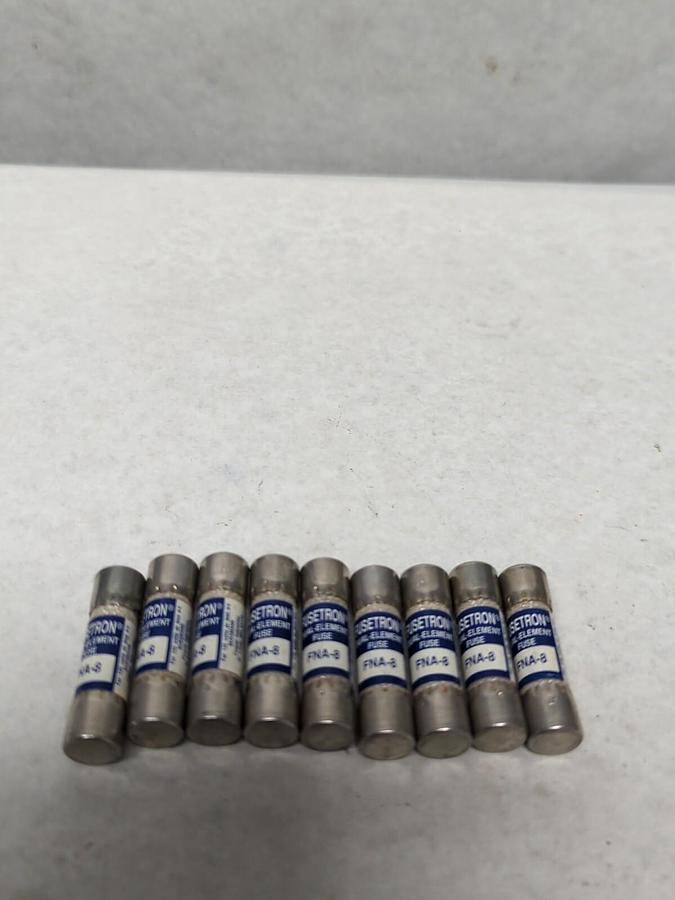 COOPER BUSSMANN,FNA-8,FUSETRON 8 AMP FUSE LOT OF 9 NOS
