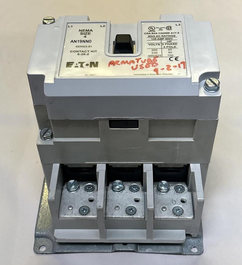 Used EATON,AN19NN0,SIZE 4 CONTACTOR 135A 600V