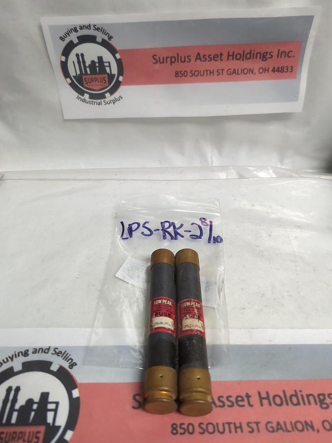 Used COOPER BUSSMANN,LPS-RK-2-8/10,LOW-PEAK 2-8/10 AMP FUSE LOT OF 2 PRE-OWNED