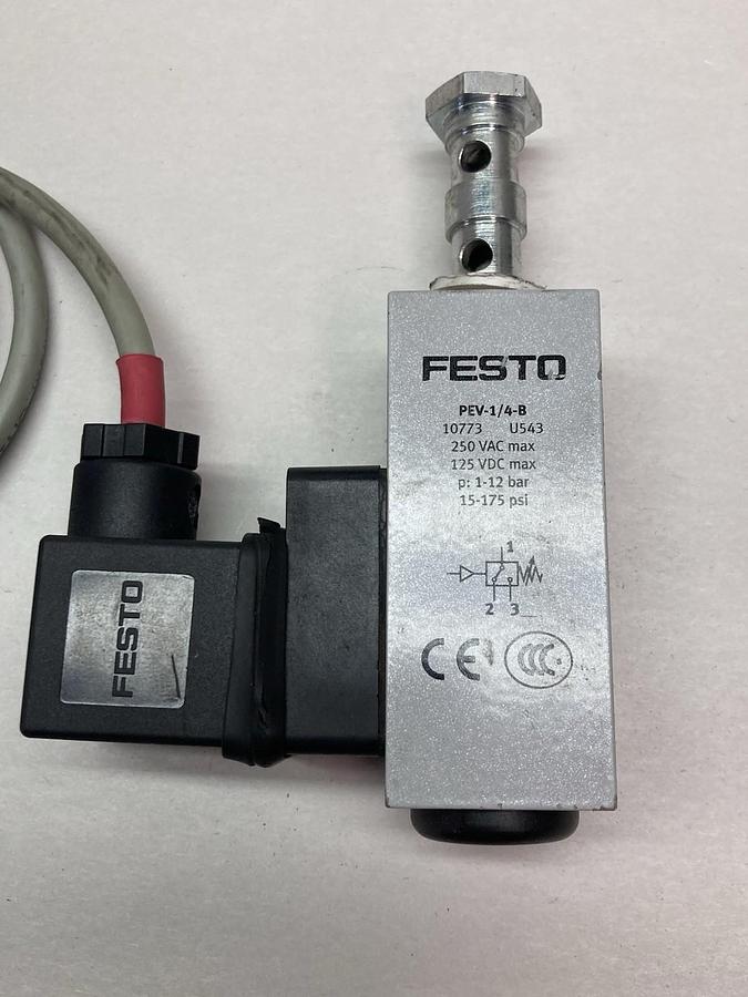 Used Festo,PEV-1/4-B,Pressure Switch 250VAC Max 125VDC 15-175 psi