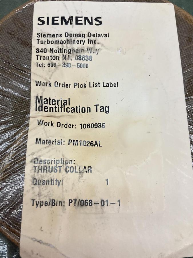 Used Siemens,PM1026AL,Thrust Collar