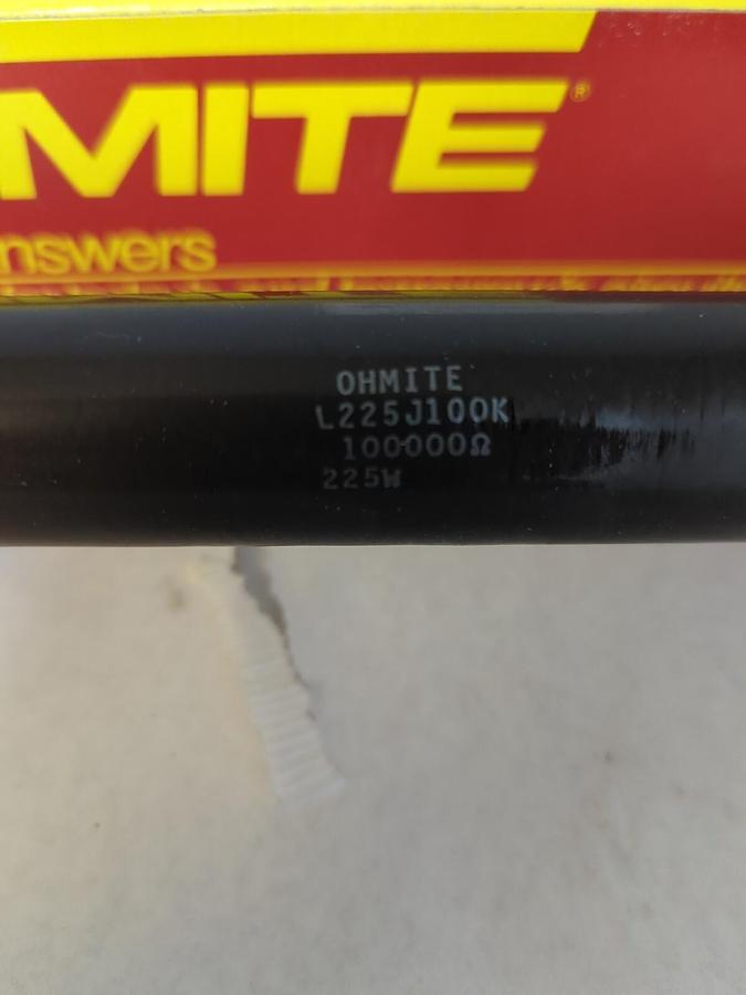 OHMITE,L225J1OOK,ENAMELED LUG RESISTOR 225 WATTS 100K OHMS NEW