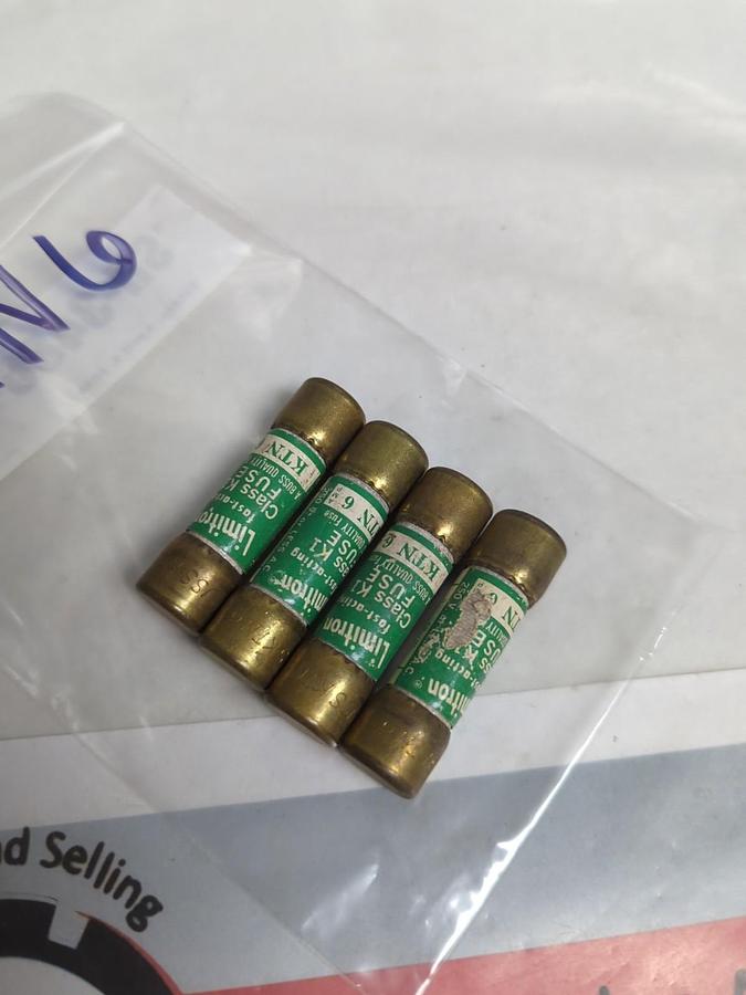 Used COOPER BUSSMANN,KTN-6,LIMITRON 6 AMP FUSE LOT OF 4 PRE-OWNED