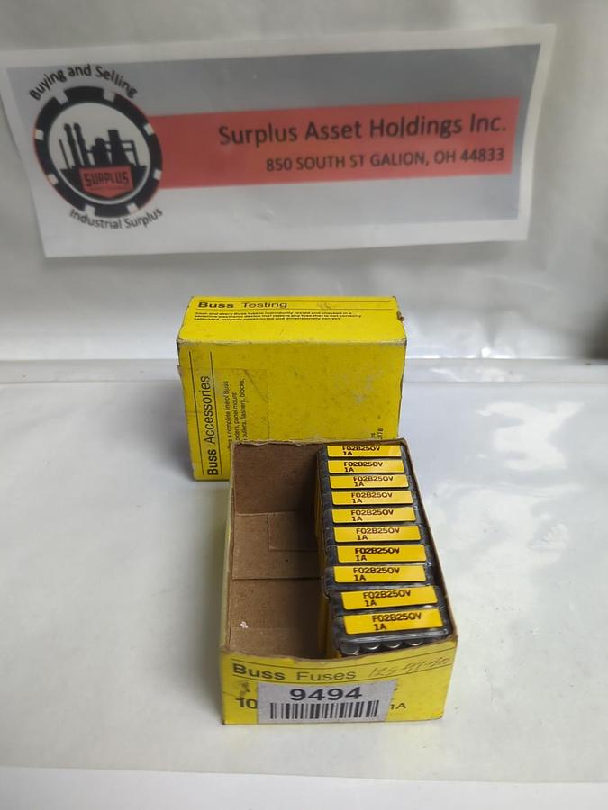 COOPER BUSSMANN,F02B250V,BUSS 1 AMP FUSES LOT OF 50 NOS