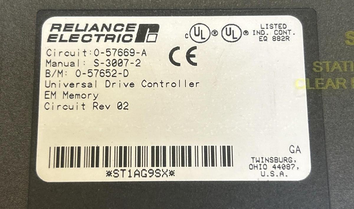 Used RELIANCE ELECTRIC,0-57652-D,UNIVERSAL DRIVE CONTROLLER EM MODULE