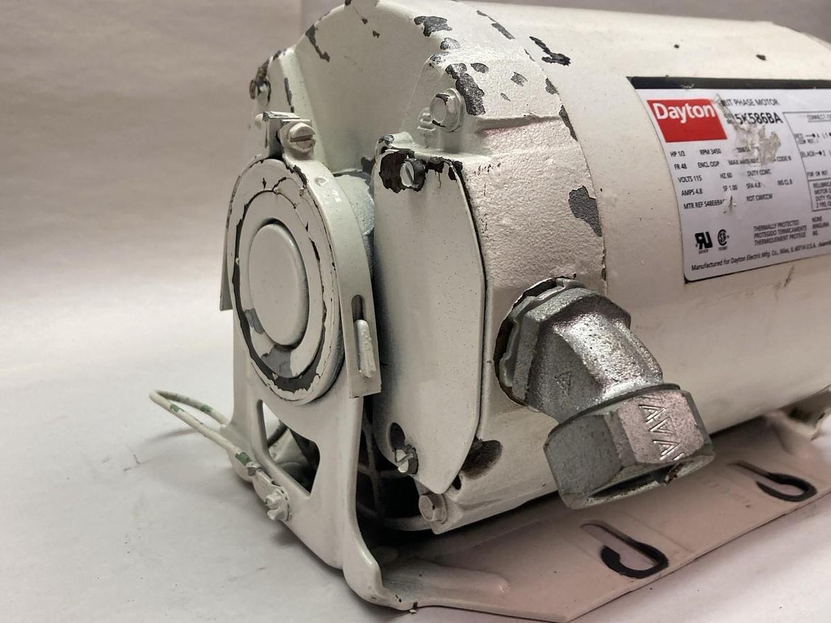 Used Dayton,5K586BA,Single Phase Motor 1/3 HP 3450RPM 115V 48
