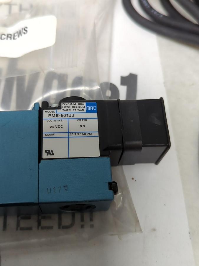 MAC,825C-PM-501JJ-552,PNEUMATIC DBL SOLENOID VALVE 24VDC 6 WATT NOS