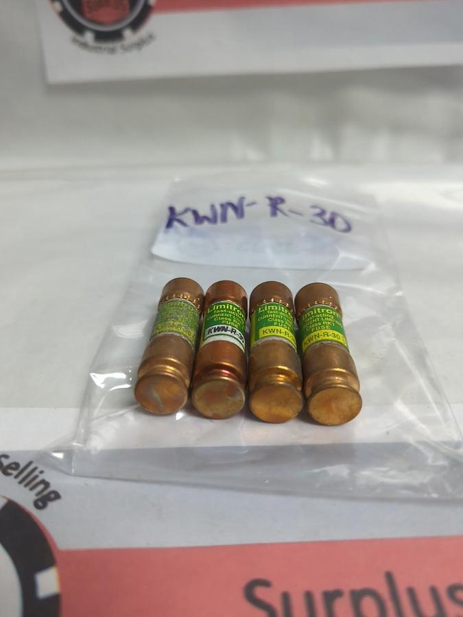 Used COOPER BUSSMANN,KWN-R-30,LIMITRON 30 AMP FUSE LOT OF 4 PRE-OWNED