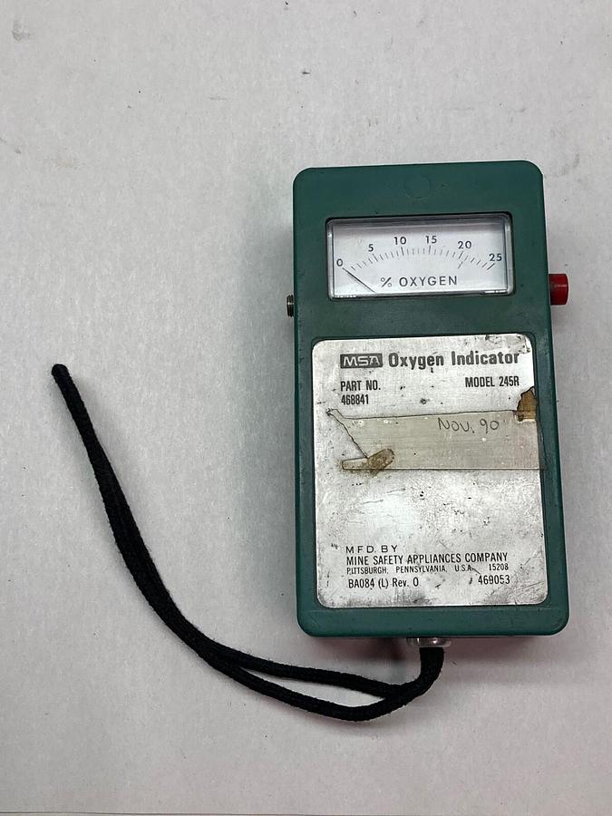 Used MSA Oxygen Indicator,Model 245R,Portable Mine Safety Appliance