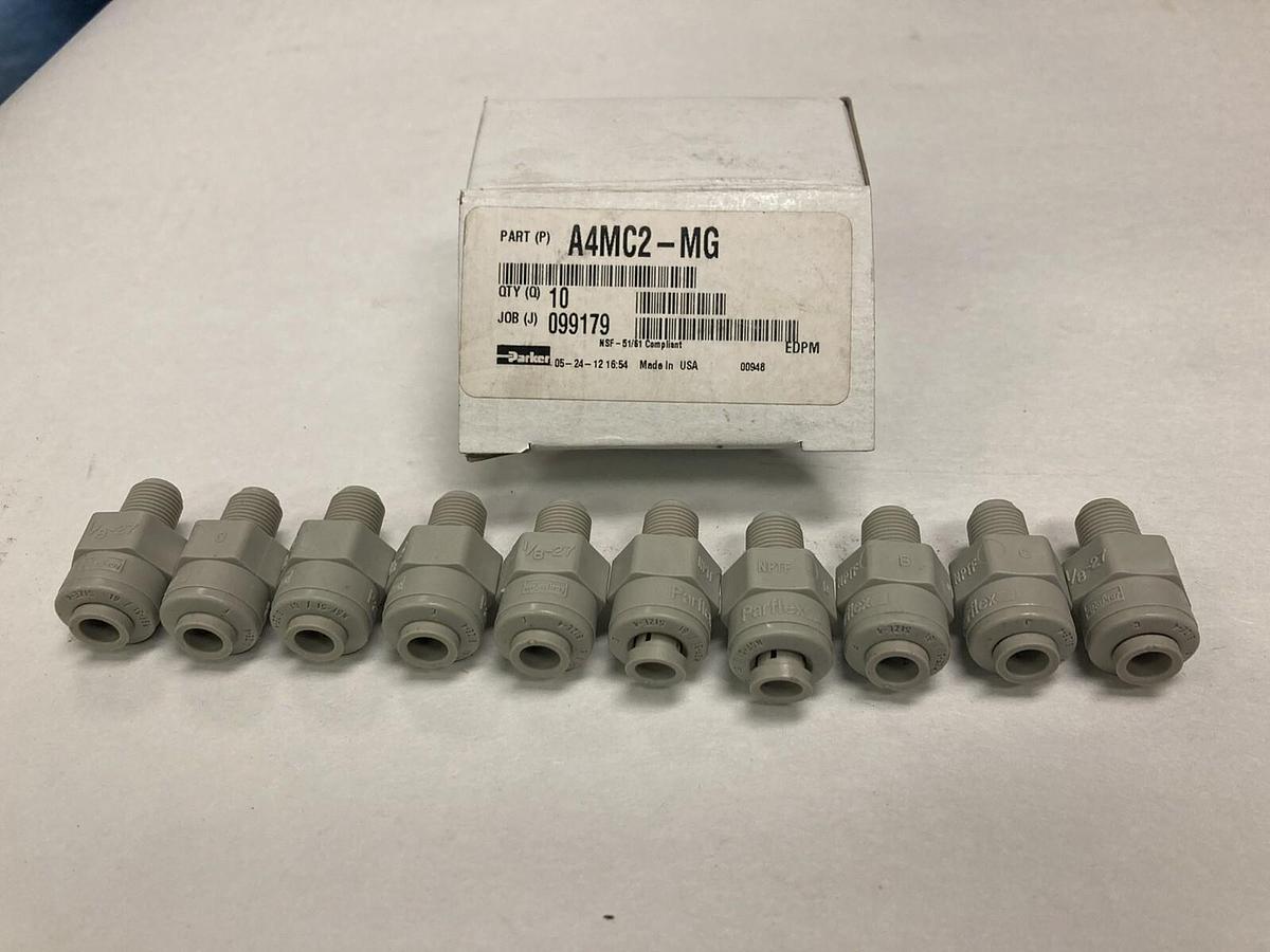 Used Parker,A4MC2-MG,Thermoplastic Push-In  1/4 INCH Tube Fitting