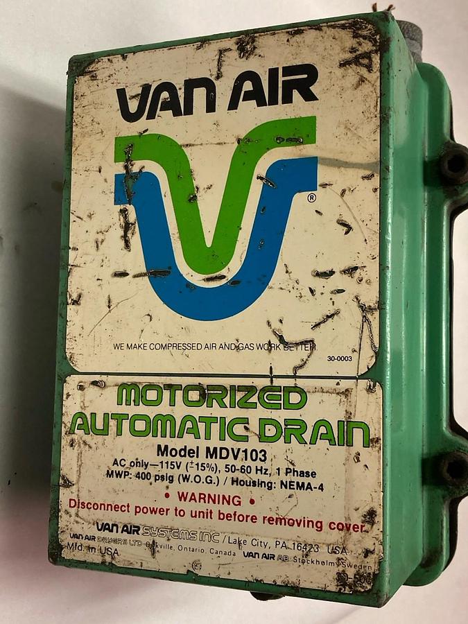 Used Vanair,Model MDV103,1-Phase Motorized Valve Drain 115V 50-60Hz