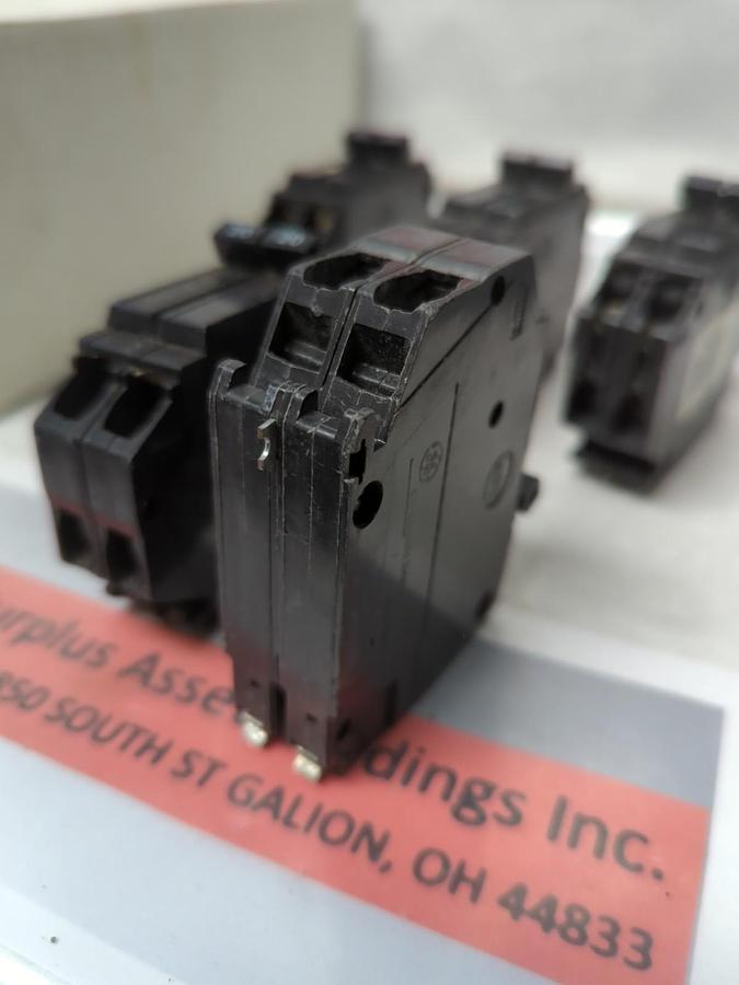 Used GENERAL ELECTRIC,THQP2120,CIRCUIT BREAKER 20 AMP 2-POLE LOT OF 5 PRE-OWNED