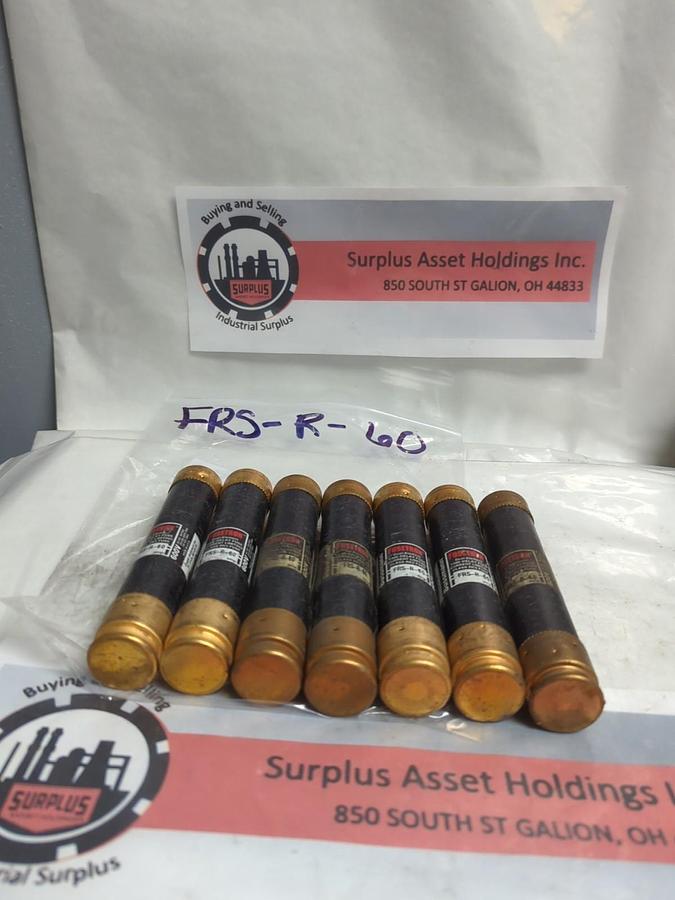 Used COOPER BUSSMANN,FRS-R-60,FUSETRON 60 AMP FUSE LOT OF 7 PRE-OWNED