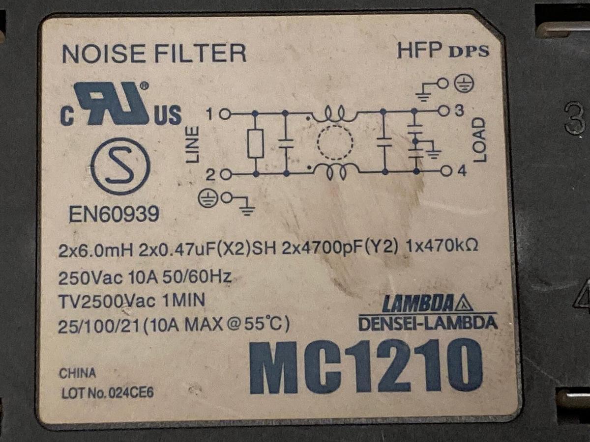 Used Lambda,MC1210,Noise Filter 250Vac 10A 50/60HZ