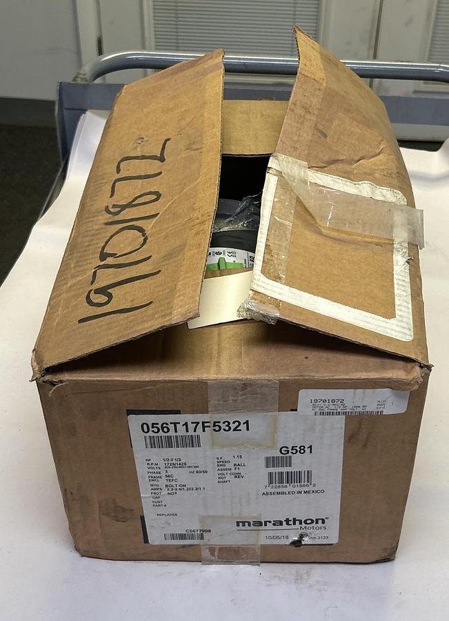 MARATHON,G581,MOTOR 1/2-1/3HP 1725RPM 208-230/460V 56C FRAME NOS
