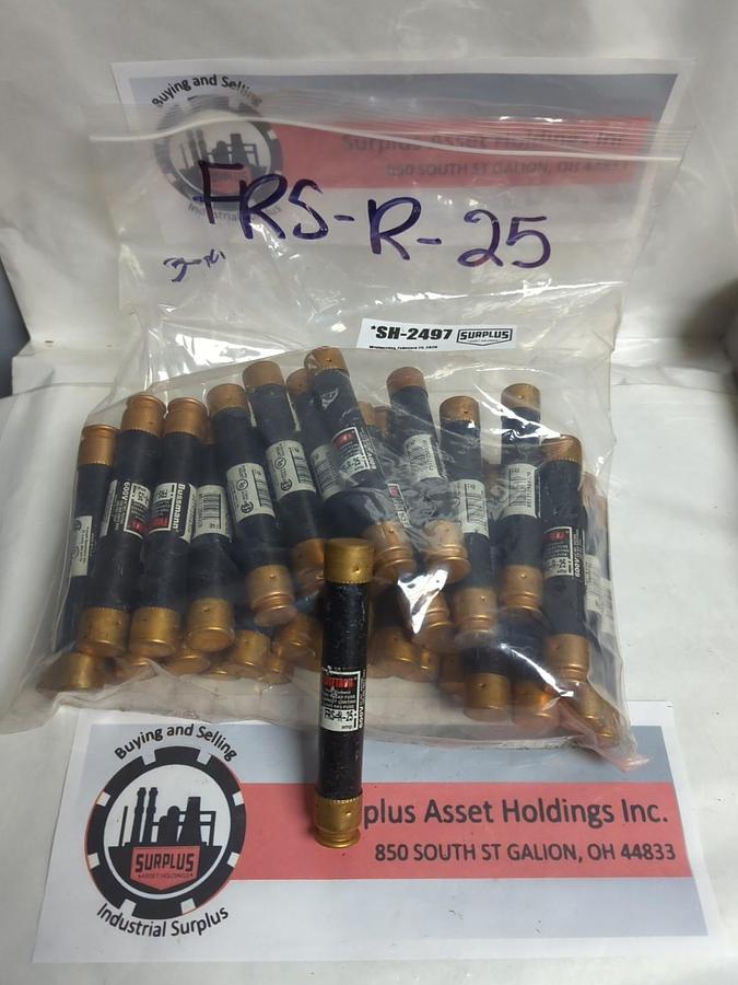 Used COOPER BUSSMANN,FRS-R-25,FUSETRON 25 AMP FUSE LOT OF 36 PRE-OWNED
