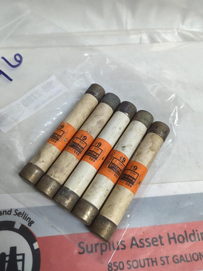 Used SHAWMUT,A6Y6,AMP-TRAP 6 AMP FUSE LOT OF 5 PRE-OWNED