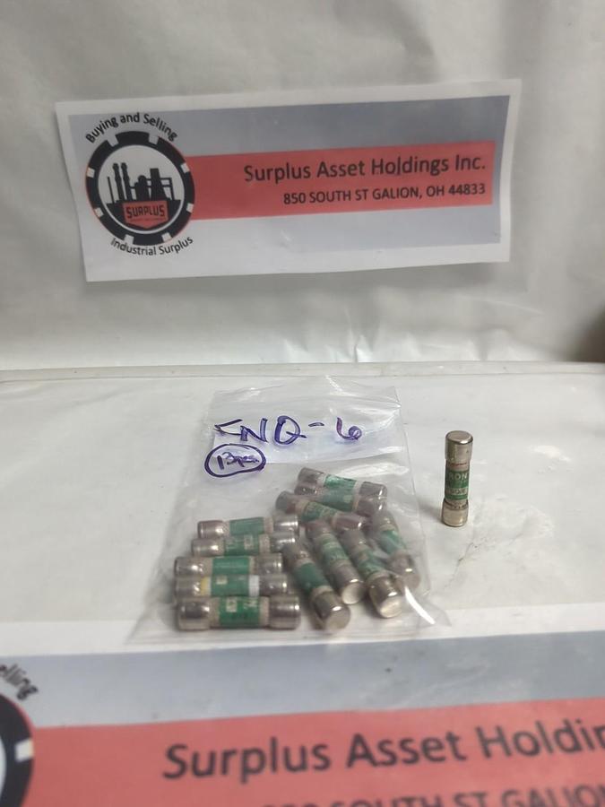 Used COOPER BUSSMANN,FNQ-6,TRON 6 AMP FUSE LOT OF 13 PRE-OWNED