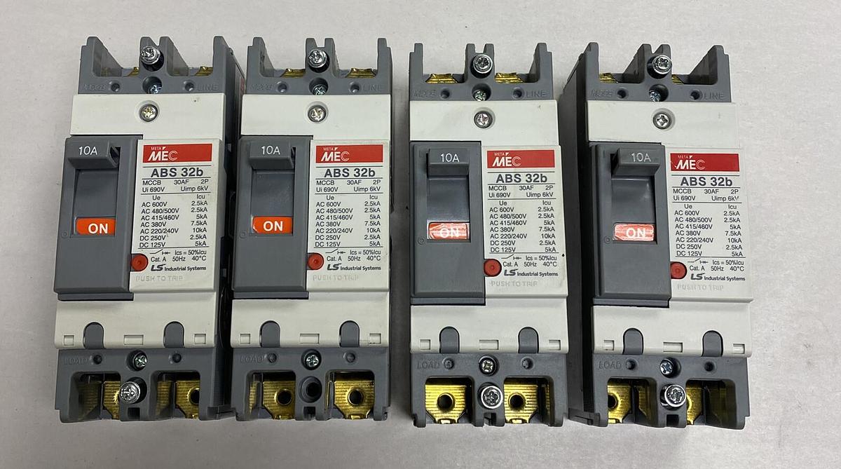 Used MEC,LS ABS-32B,Circuit Breaker 10A 2P 600V Lot Of 4