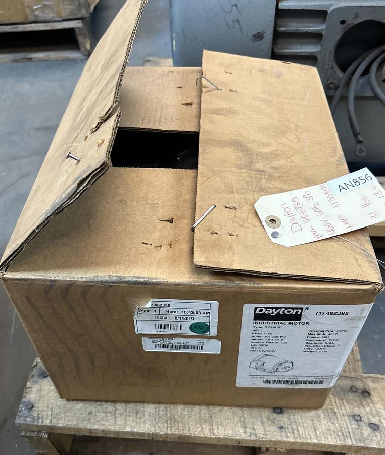 DAYTON,48ZJ85,INDUSTRIAL MOTOR 1HP 1155RPM 208-230/460V 56H FRAME NOS