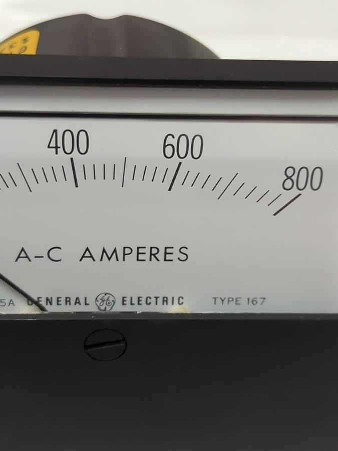 Used GE,TYPE 167,PANEL METER 0-800 A-C AMPERES PRE-OWNED