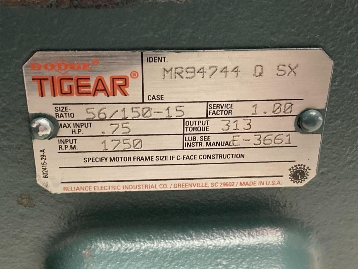 Tigear,MR94744 Q SX,Gear Reducer 0.75Hp 1750rpm Size 56 Ratio 150-15:1