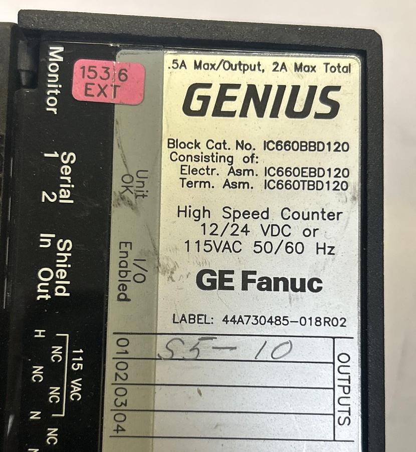 Used GE FANUC,IC660BBD120,HIGH SPEED COUNTER GENIUS MODULE