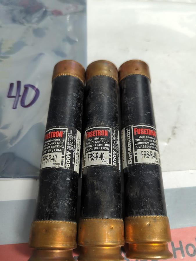 Used COOPER BUSSMANN,FRS-R-40,FUSETON FUSE 40 AMP LOT OF 3 PRE-OWNED