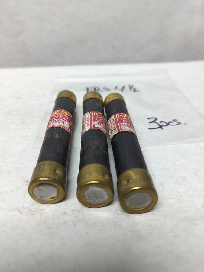 Used COOPER BUSSMANN,FRS-4-1/2,FUSETRON 4 AMP FUSE LOT OF 3 PRE-OWNED