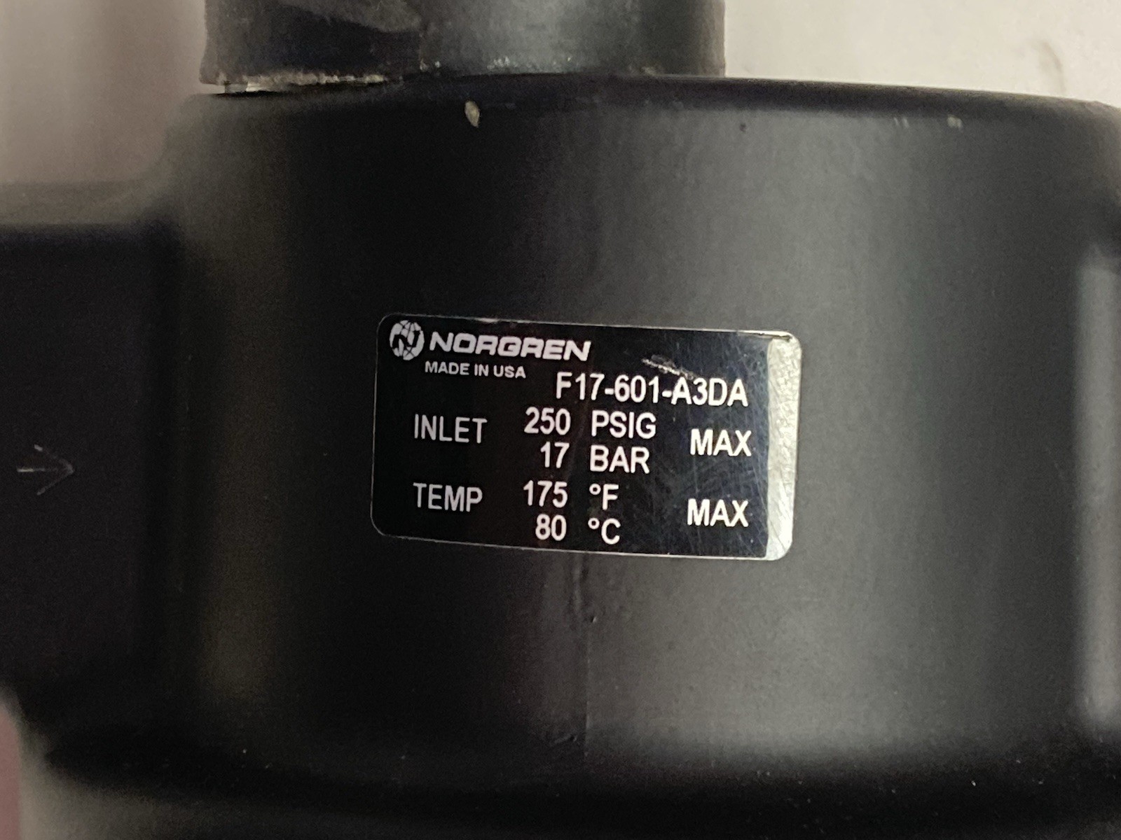 Used Norgren,F17-601-A3DA,Pneumatic Filter 250 PSIG 17 Bar