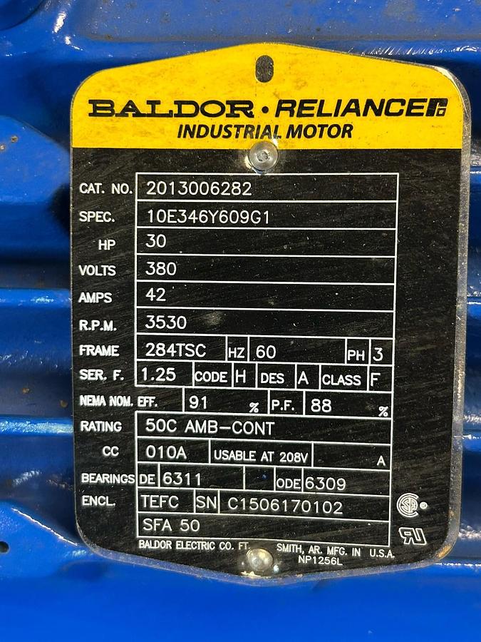 BALDOR,2013006282,MOTOR 30HP 380V 3530RPM 3PH 284TSC FRAME