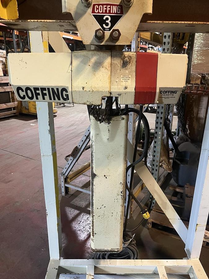 Used COFFING,ECT6005-1-40,ELECTRIC HOIST 3 TON 5FPM 115/230V 1HP 40 FT CHAIN