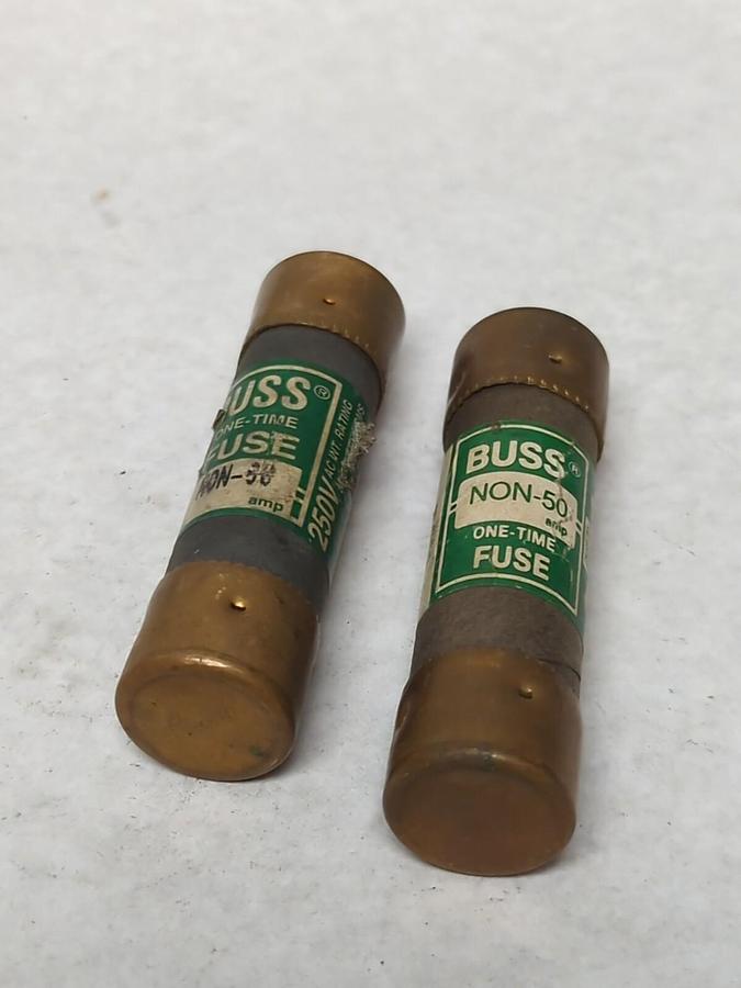 Used COOPER BUSSMANN,NON-50,ONE-TIME 50 AMP FUSE LOT OF 2 PRE-OWNED