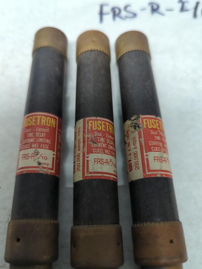 Used COOPER BUSSMANN,FRS-R-2/10,FUSETRON 2/10 AMP FUSE LOT OF 3 PRE-OWNED