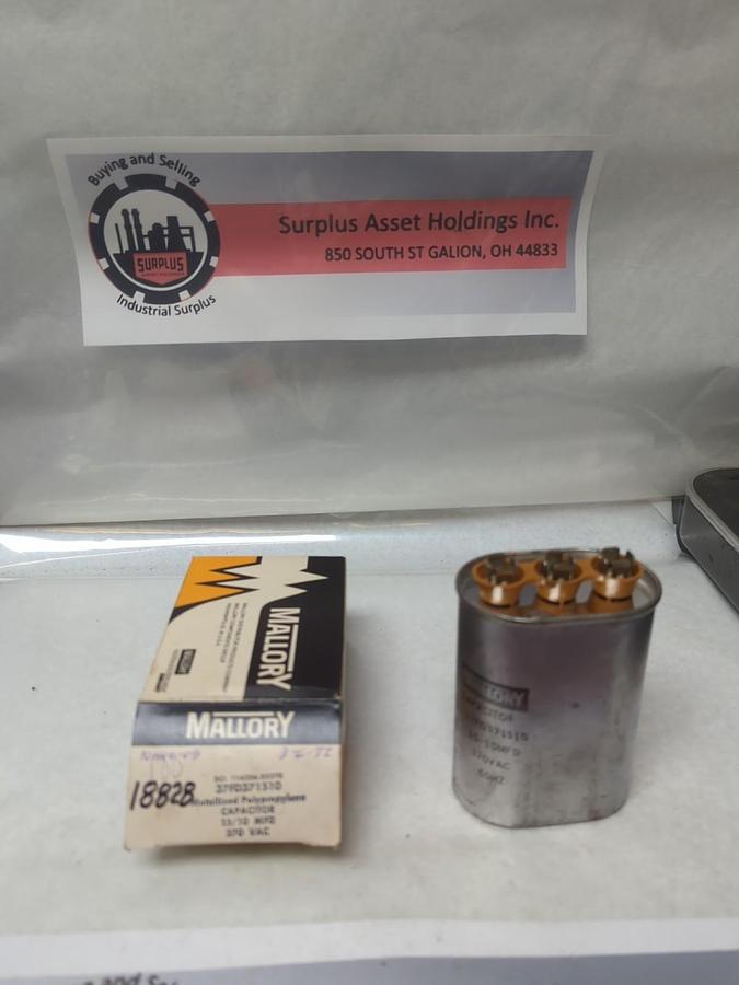 MALLORY,37FD371510,CAPACITOR 15/10 MFD 370 VAC NOS