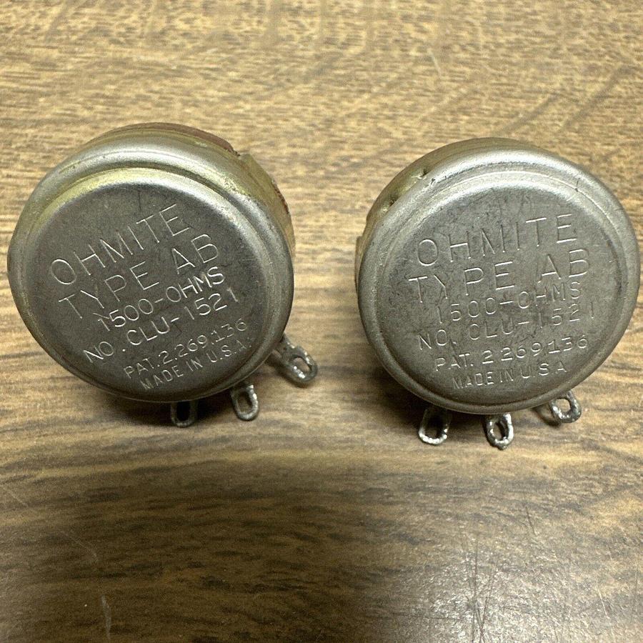 Ohmite,CLU-1521,1500 Ohm Potentiometer LOT of 2