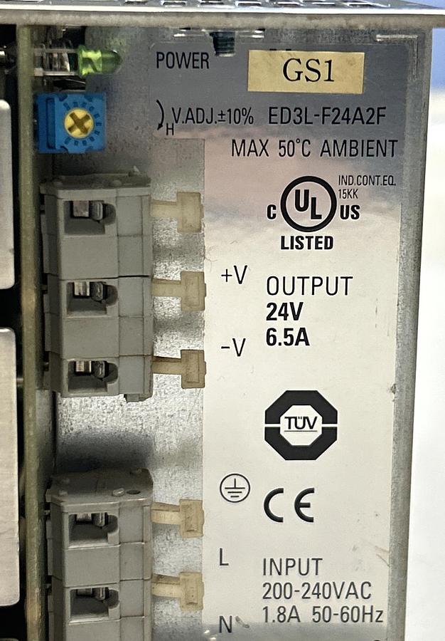 Used IDEC,ED3L-F24A2F,POWER SUPPLY INPUT 1.8A 200-240V 50/60HZ OUTPUT 6.5A 24V