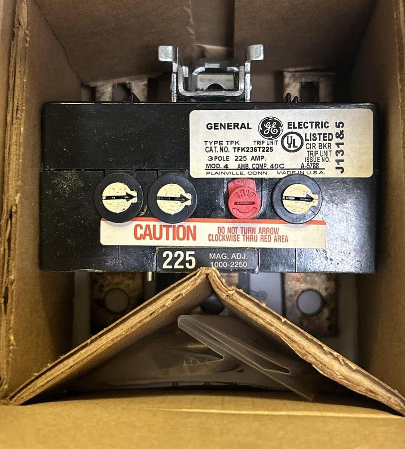 GENERAL ELECTRIC,TFK236T225,TRIP UNIT 225A 600V 3P NOS