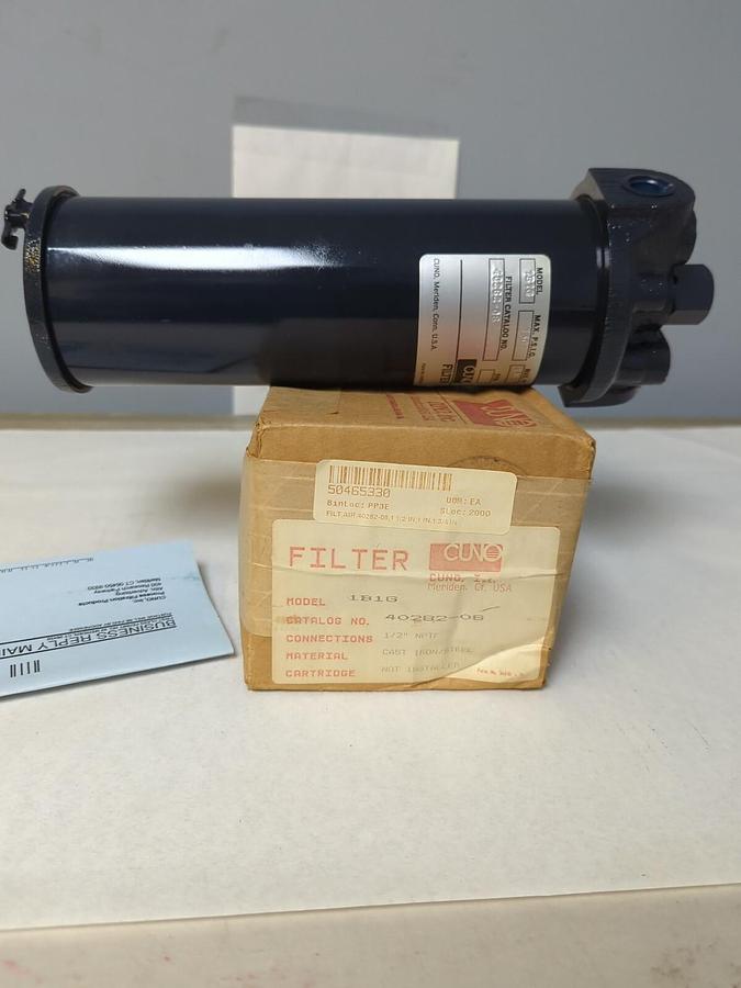 CUNO,40282-08,MODEL 1B1G CAST/IRON FILTER HOUSING 1/2 INCH NPTF NOS