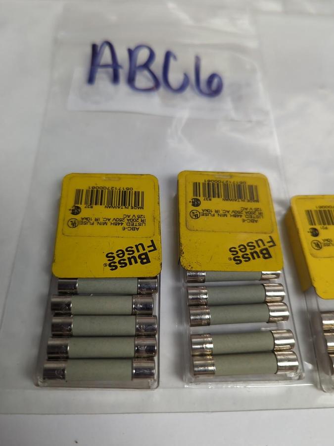 COOPER BUSSMANN,ABC-6,6 AMP FUSE LOT OF 13 NOS