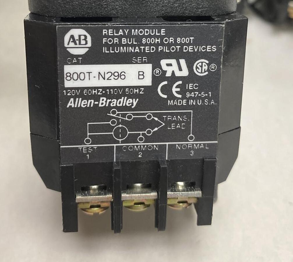 Allen-Bradley,800T-PDT16,Pilot Light W/ 800T-N296 Relay Module Lot of 3