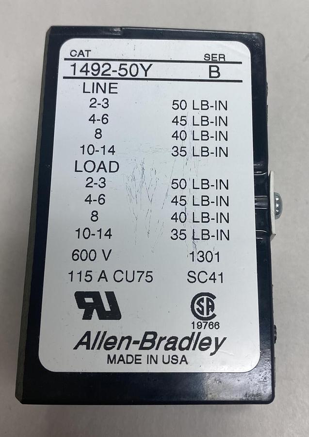 Allen Bradley,1492-50Y,Ser B Power Terminal Block NOS