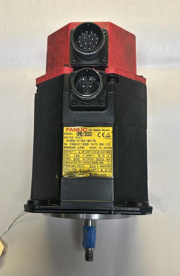 Used FANUC,A06B-0162-B075,AC SERVO MOTOR 3000RPM 6A 144V 3PH