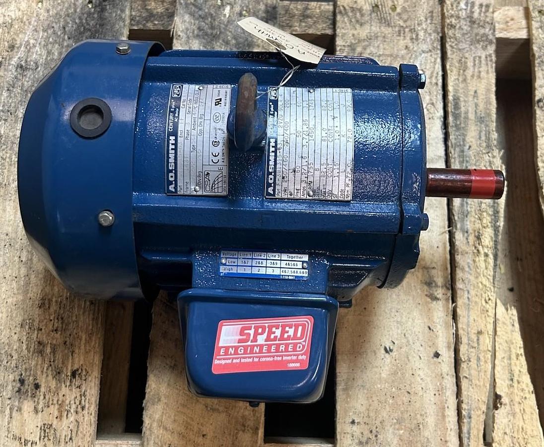 Used AO SMITH,F-391315-63,AC MOTOR 1HP 230/460V 1755RPM 3PH 143T FRAME